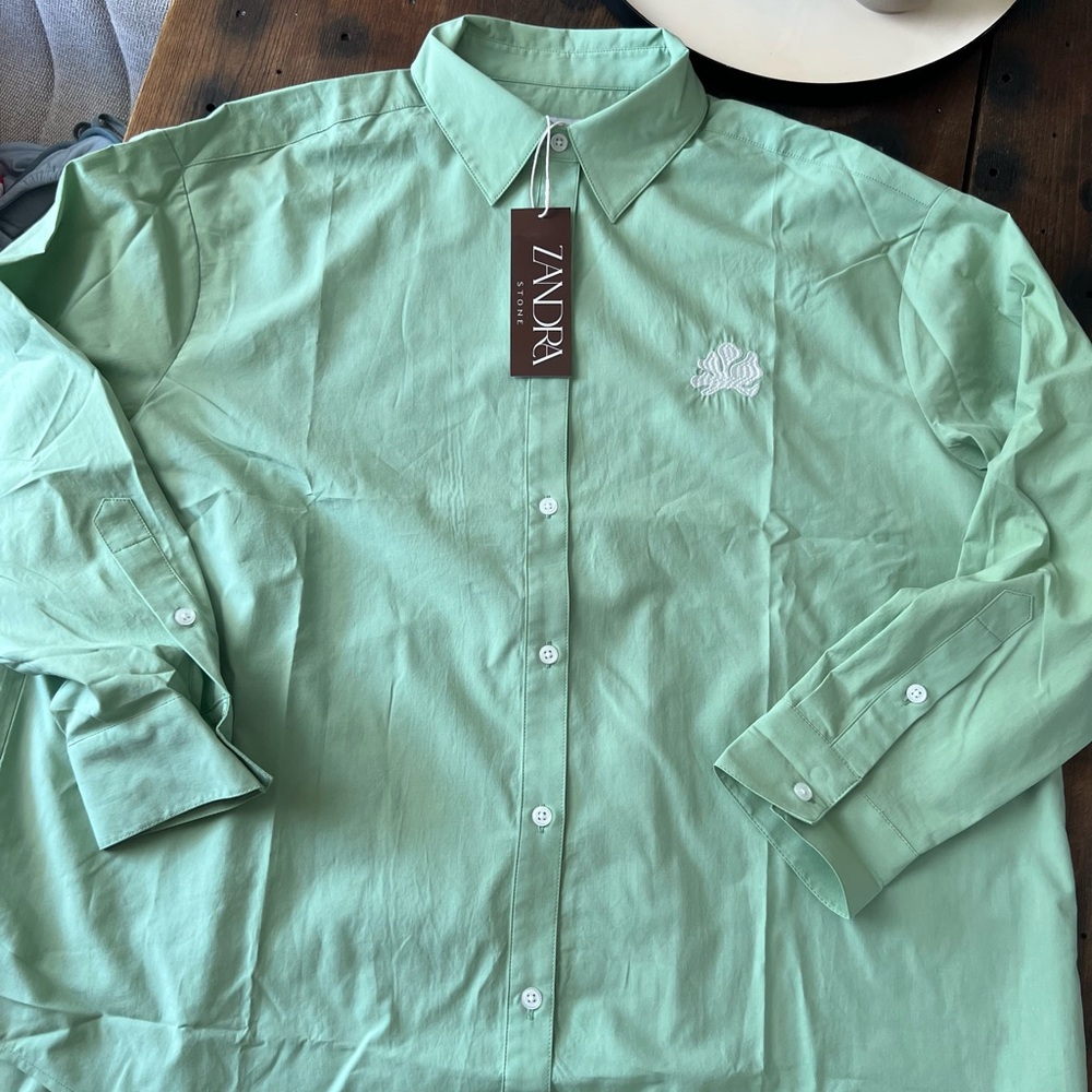 NWT - Zandra Stone - Milla Long Sleeve Button Down Shirt - S
